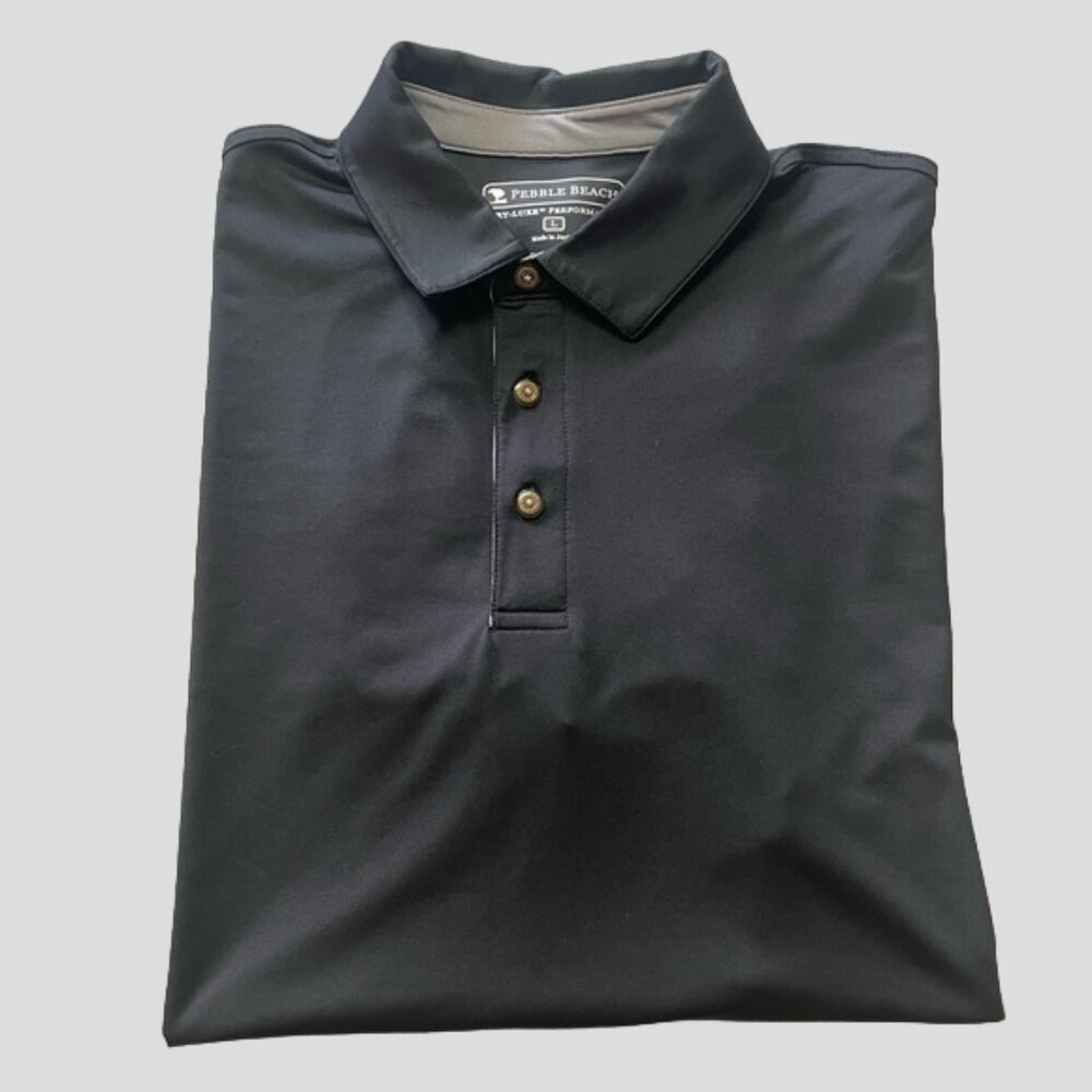 NWOT Pebble Beach Dry-Luxe Performance Black Golf Polo Shirt